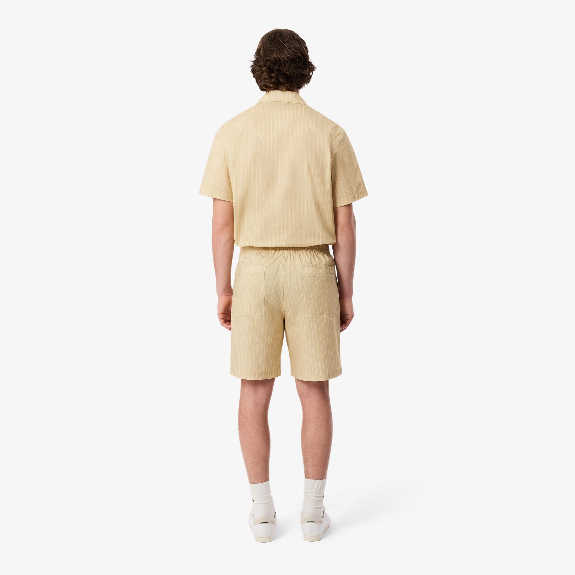 Crocodile Print Stripe Cotton Shorts