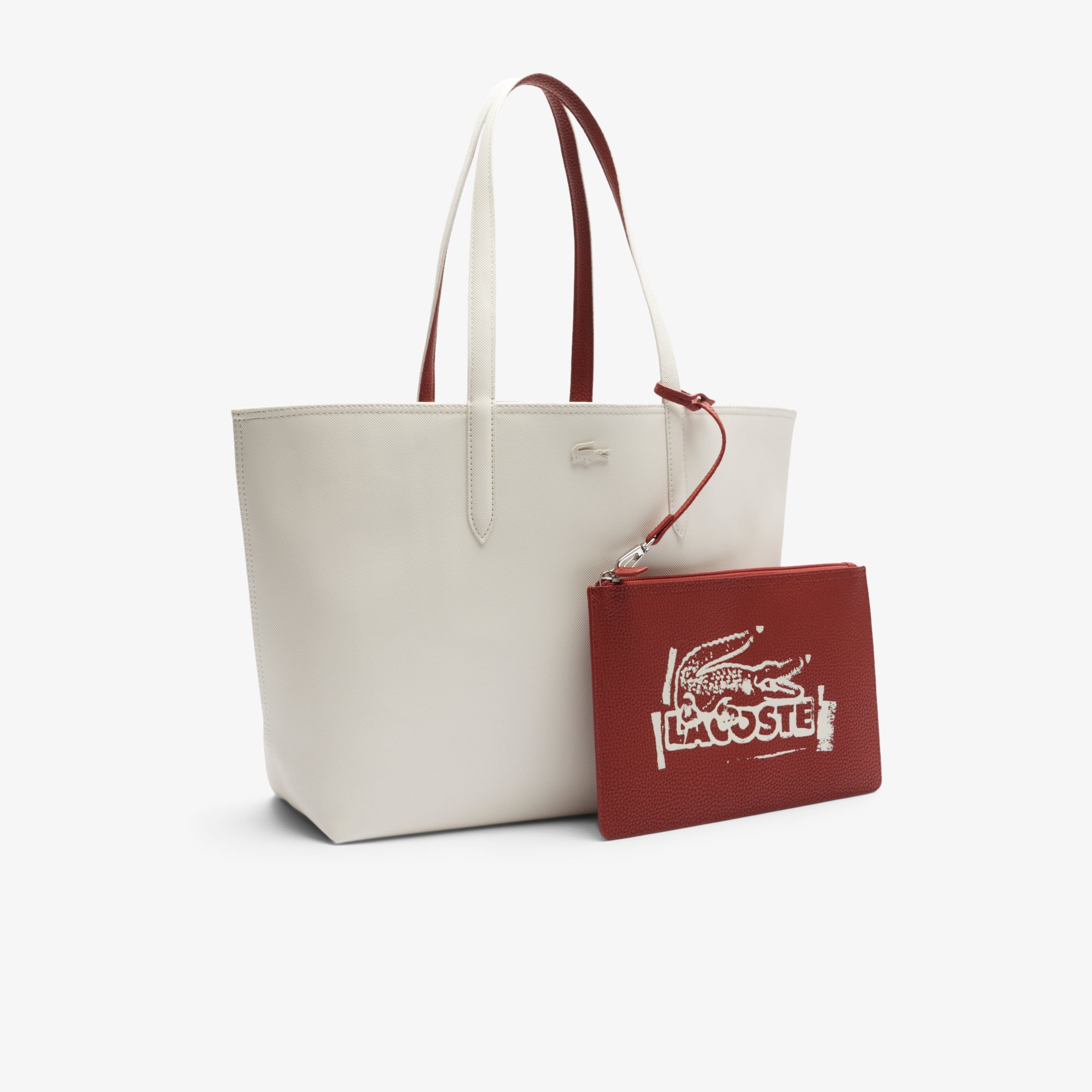 ★LACOSTE★ Women's Jelly Top Zipper Shopper Bag White Patte Women's Champs-Élysées Zip Tote Bag - Bags - New In 2025