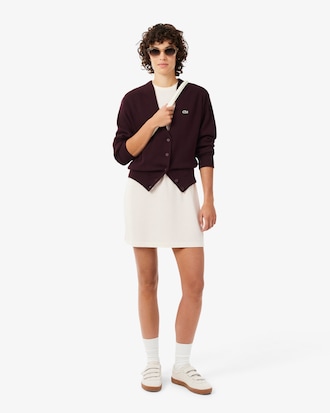 Women's V-Neck Moss Stitch Cotton Cardigan