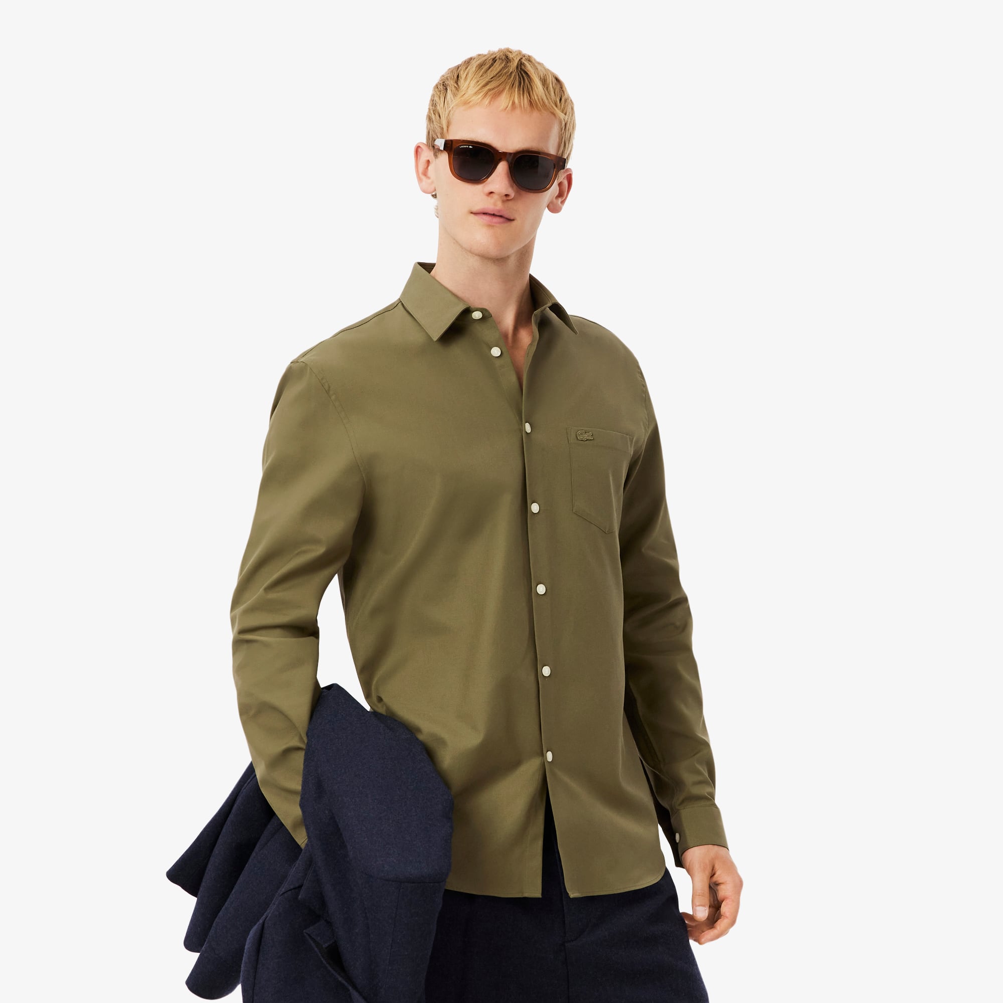 Lacoste Men's Regular Fit Cotton Shirt - 16 - 41 In Green
