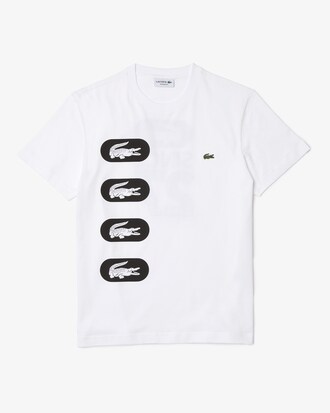 T-shirt &agrave; col rond en coton imprim&eacute; crocodiles