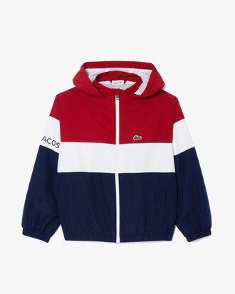 Veste zippée à capuche enfant Lacoste en polyester recyclé