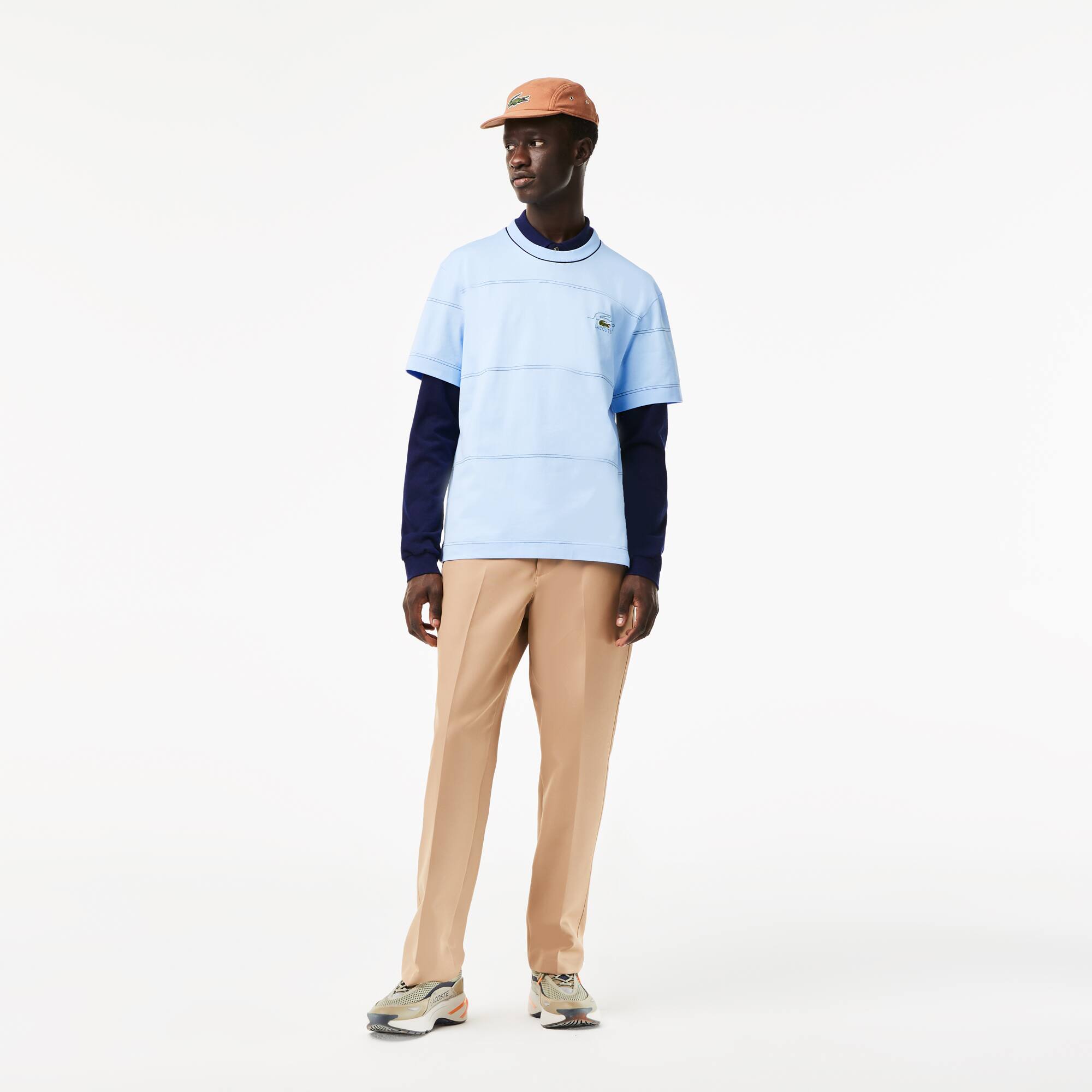 Tシャツ・カットソー ^LEATHERY^ Slim fit striped top PINK LRTS4353PK Amazon.com: Kitonet Men's Slim Fit Striped Shirt, Pink