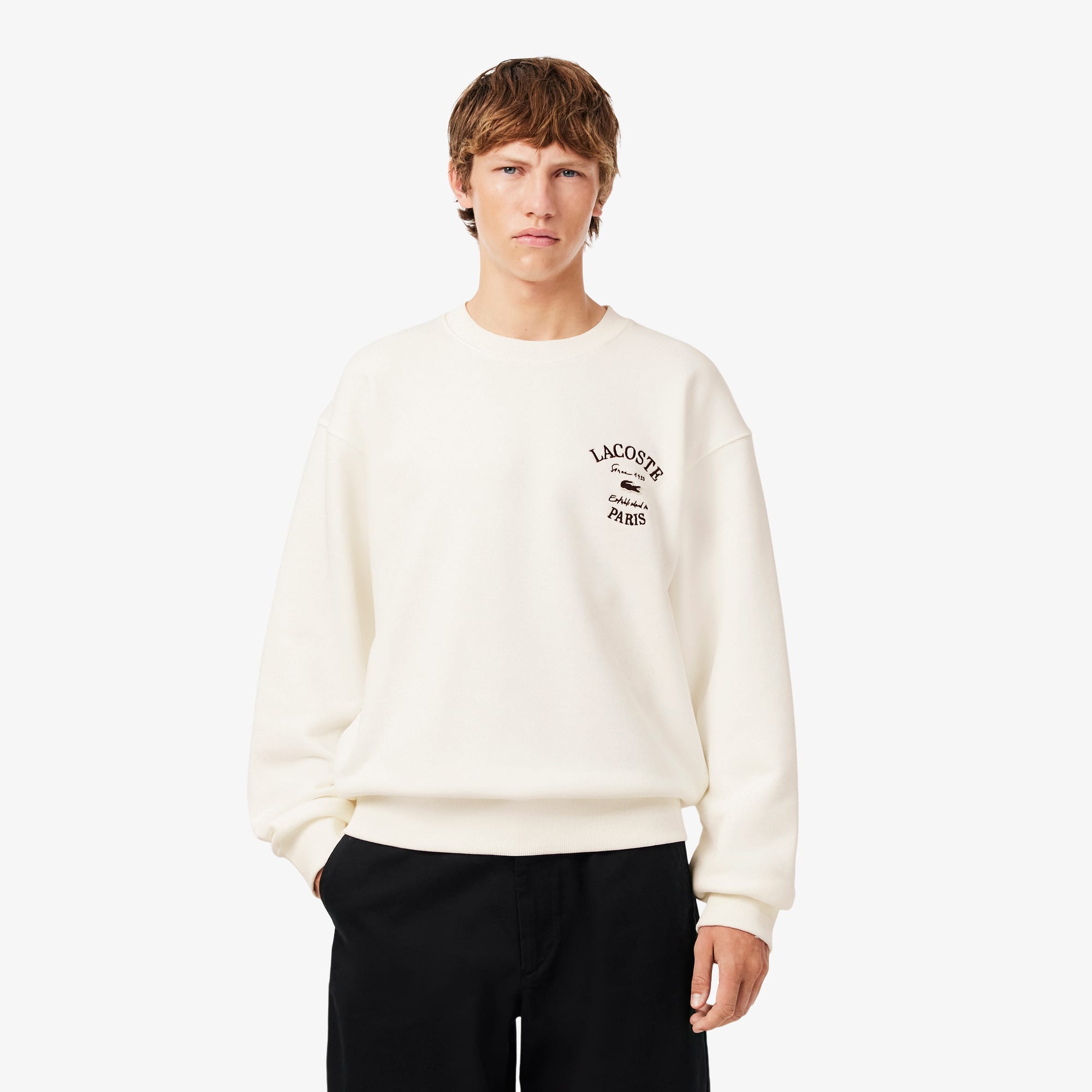 Embroidered Fleece Crew Neck Sweatshirt - Sweaters & Sweatshirts
