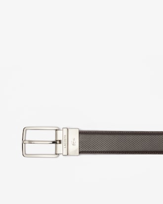 Men's Engraved Buckle Reversible Piqué Leather Belt