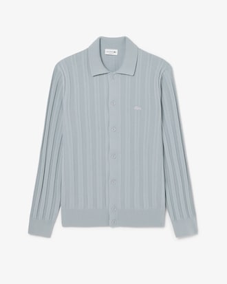 Fluid Ribbed Polo Collar Cardigan