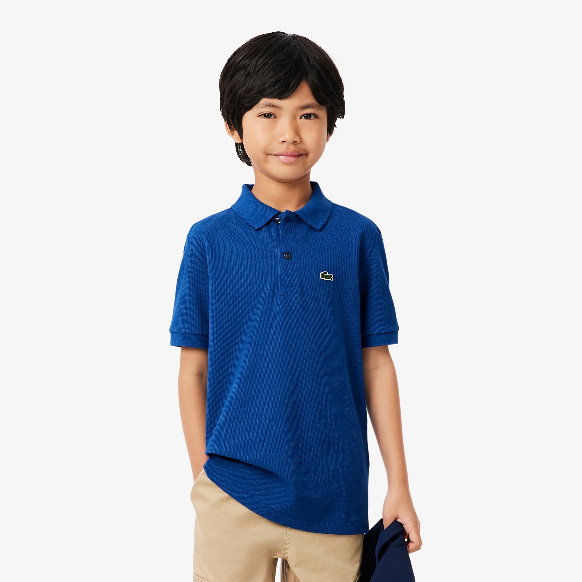 Lacoste Big Boys Cotton Petit Pique Polo Shirt - Blue France