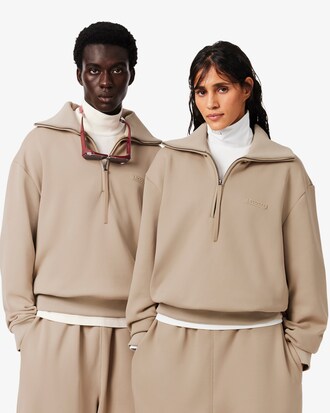 Runway High Neck Zipped Satin Sweatshirt