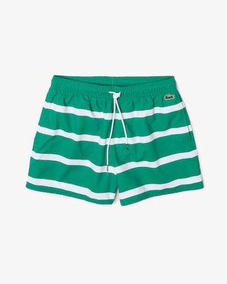 Men's Striped And Embroidered Light Swimming Trunks