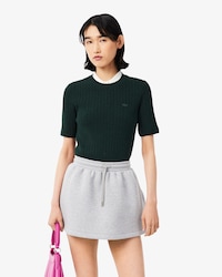 Short Sleeved Ribbed Cotton Sweater