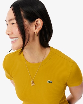 Playera de Corte Slim de Algod&oacute;n Acanalado para Mujer