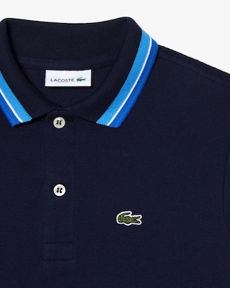 Kids' Stripe Collar Petit Piqu&eacute; Polo