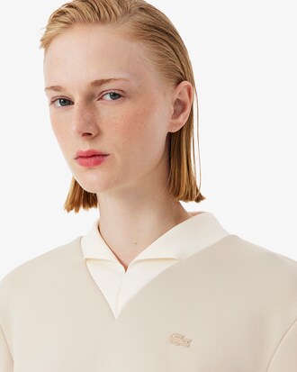 Runway Satin Knit V Neck Sweatshirt