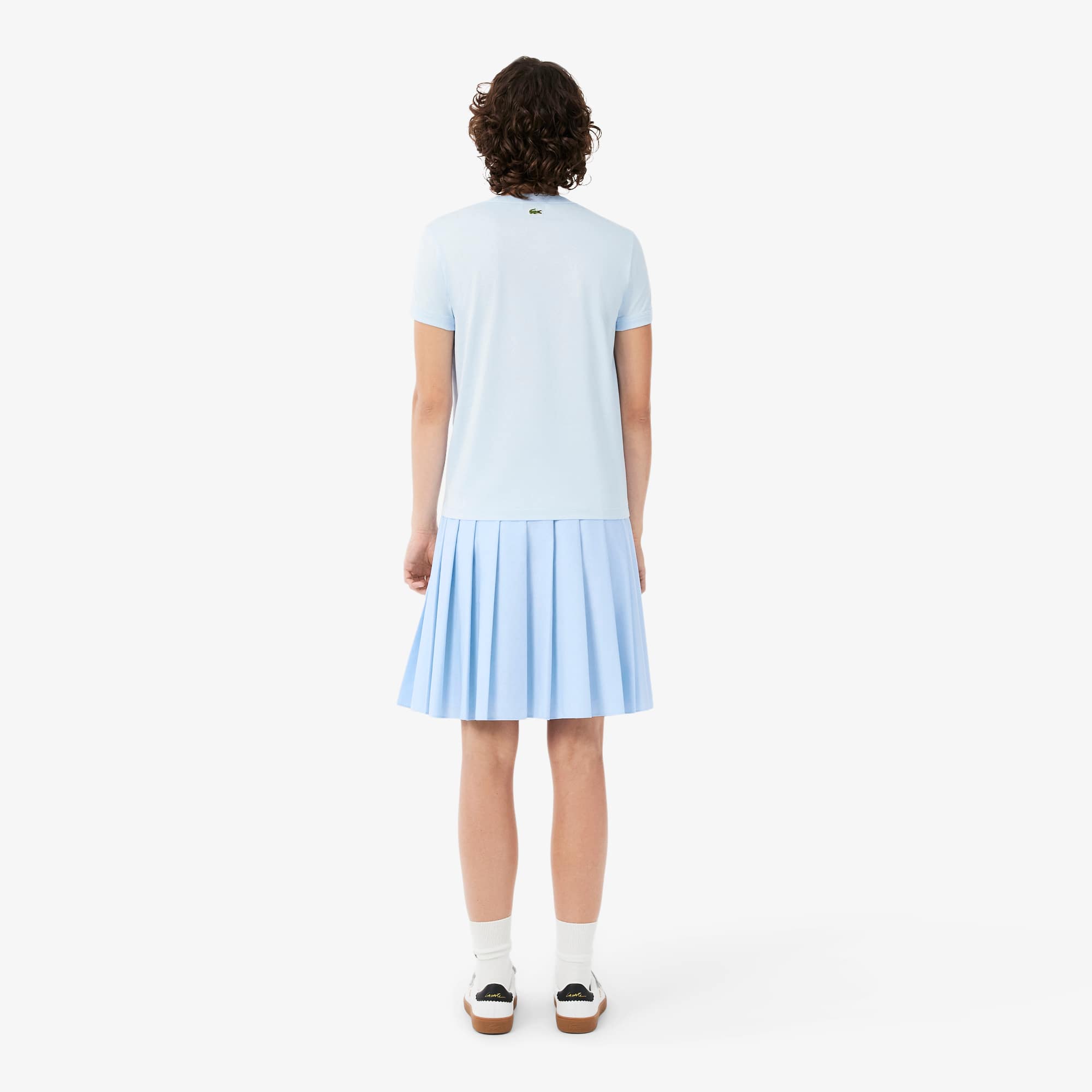 Pleated Petit Piqué Effect Midi Skirt