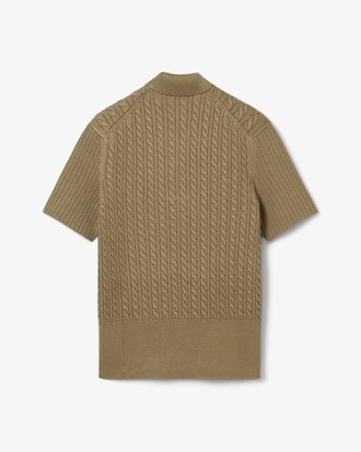 Runway Cable Knit Polo Collar Sweater