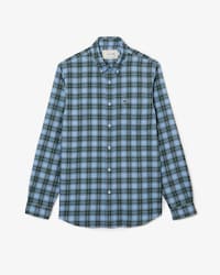 Camisa Para Hombre De Franela Con Estampado De Cuadros Y Corte Regular