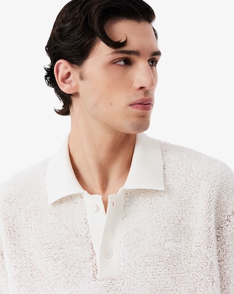 Runway Boucl&eacute; Knit Polo Collar Sweater