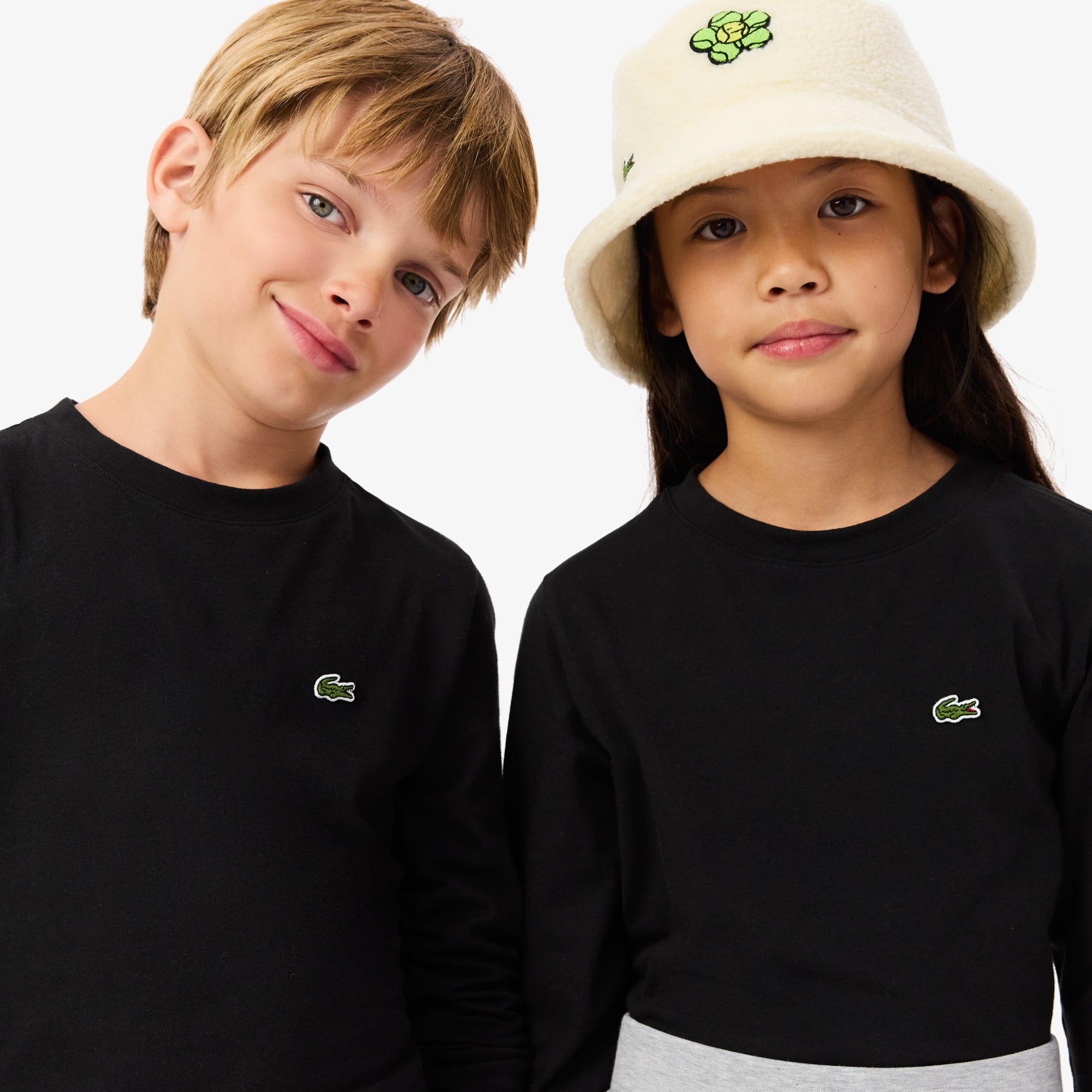 Tシャツ・カットソー LACOSTE Woman T-Shirt Black PF1123 031 Kids' Long Sleeve Cotton T-Shirt - Teens T-Shirts & Tops