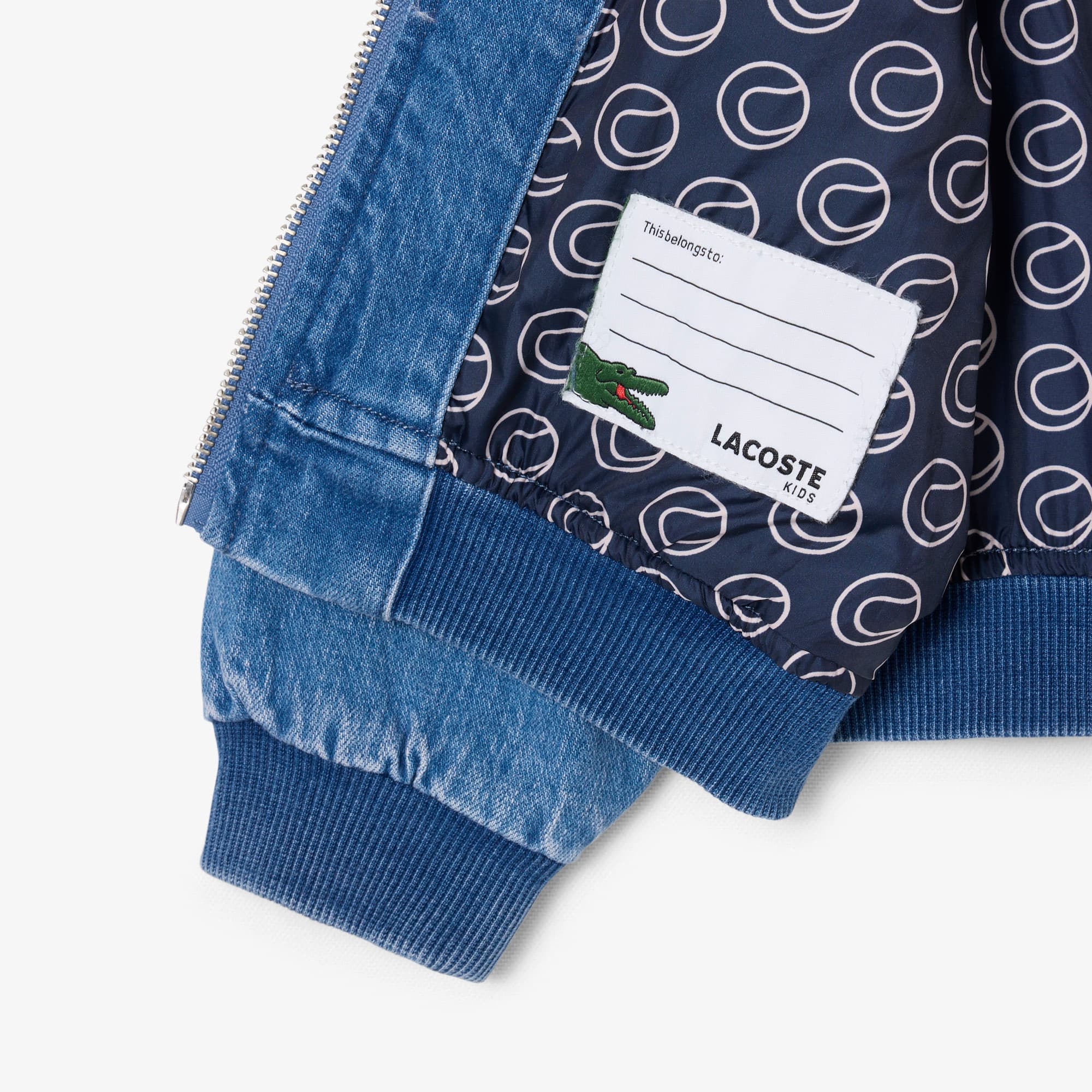 Padded Badge Accent Denim Bomber Jacket