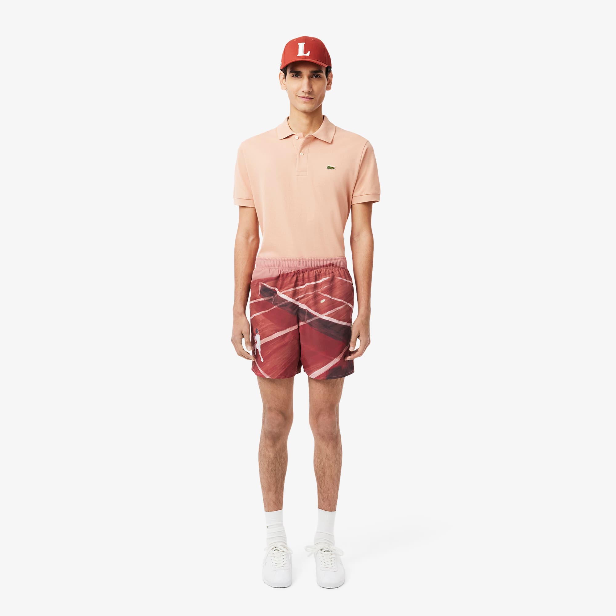 Lacoste Men's Mid Length Quick-Dry Swim Trunks