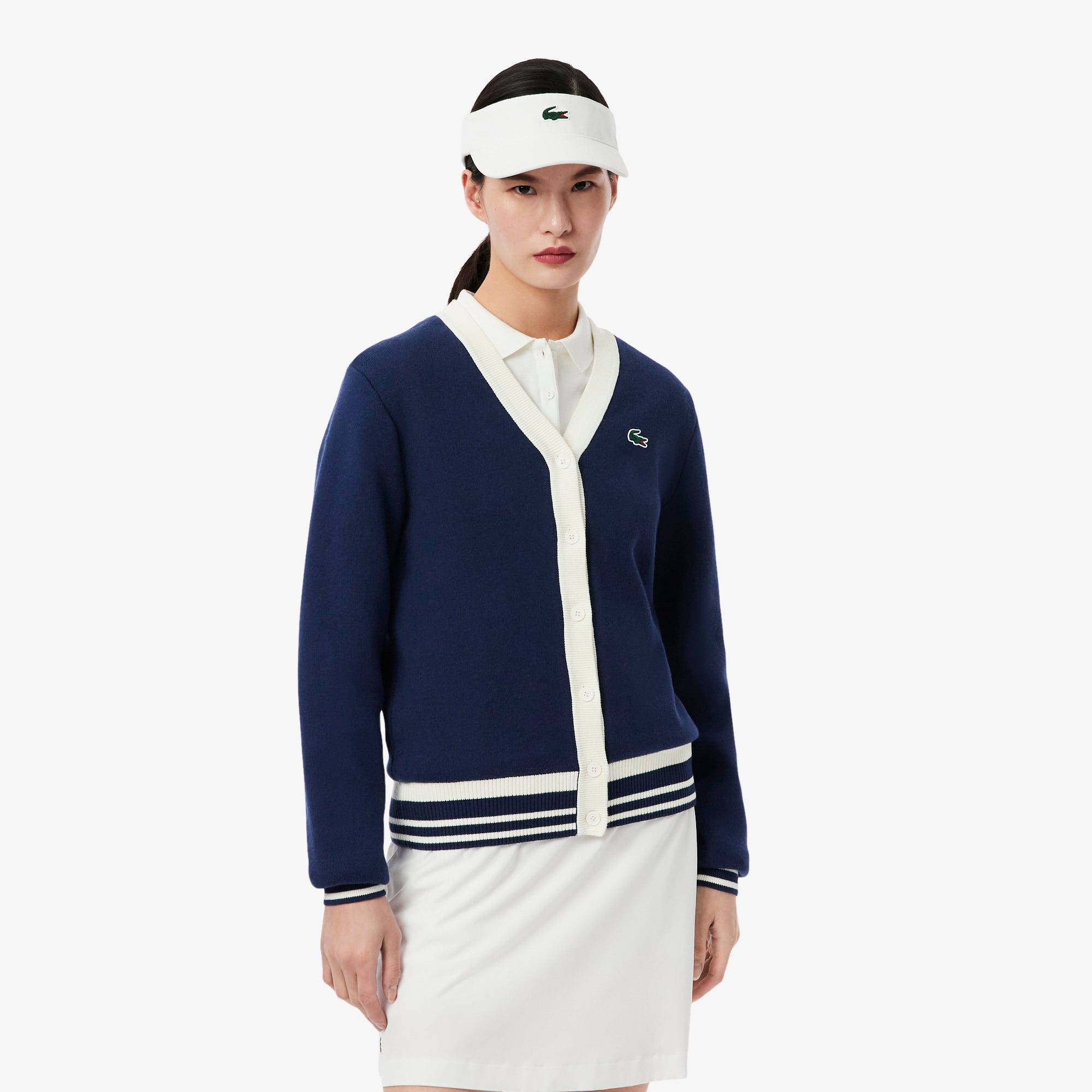 Lacoste Women's Golf Stretch Windbreaker Cardigan - 44 In Blue