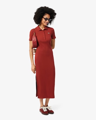 Women's Long Ribbed Cotton Polo Dress