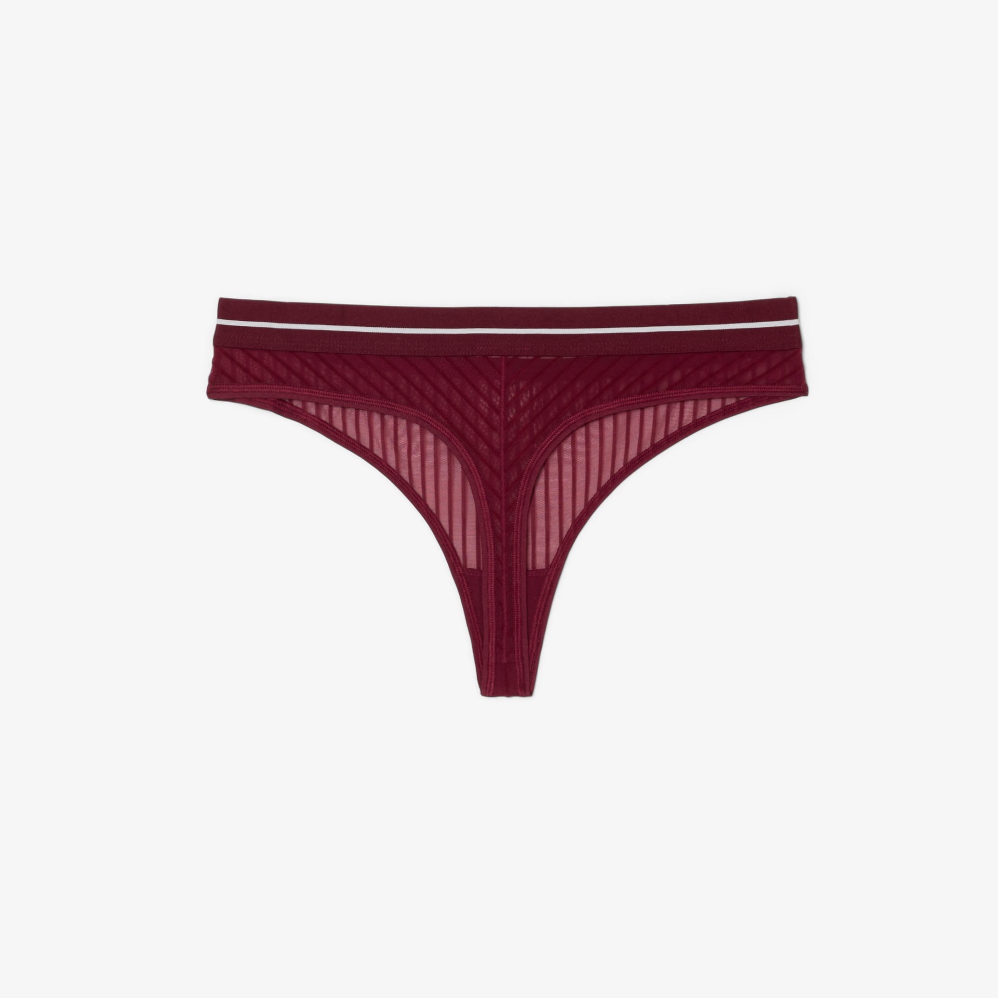 Velour Stripe Mesh String Briefs