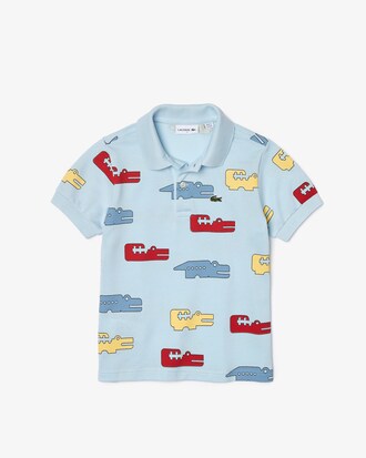 Boys&rsquo; Lacoste Crocodile Print Cotton Piqu&eacute; Regular Fit Polo