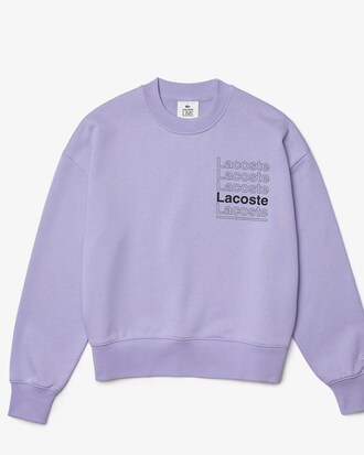 Sweatshirt &agrave; col rond Lacoste L!VE en molleton de coton imprim&eacute;