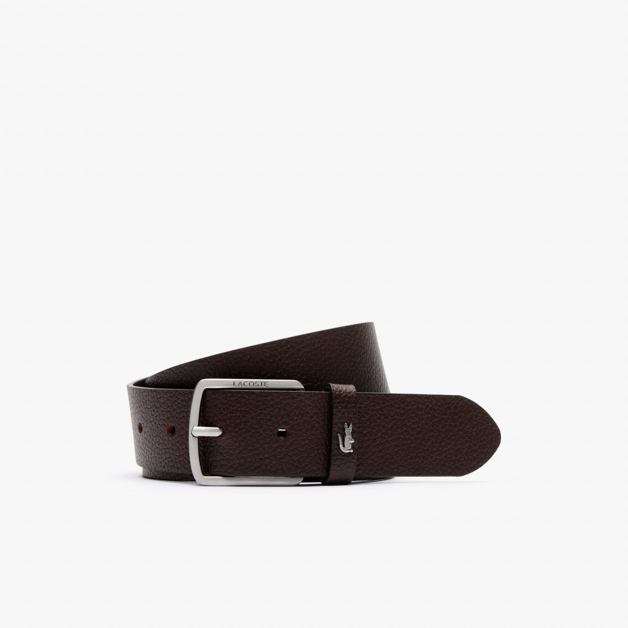 Lacoste Cinturón de Piel Granulada para Hombre Castano