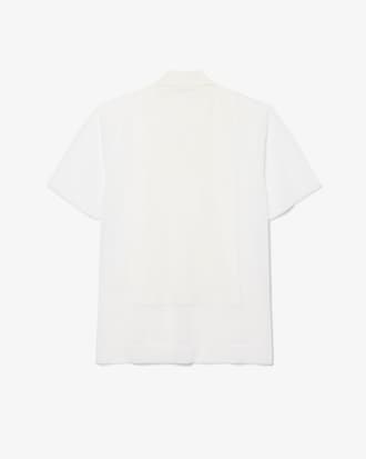 Runway Loose Fit Sheer Knit Piqu&eacute; Polo Shirt