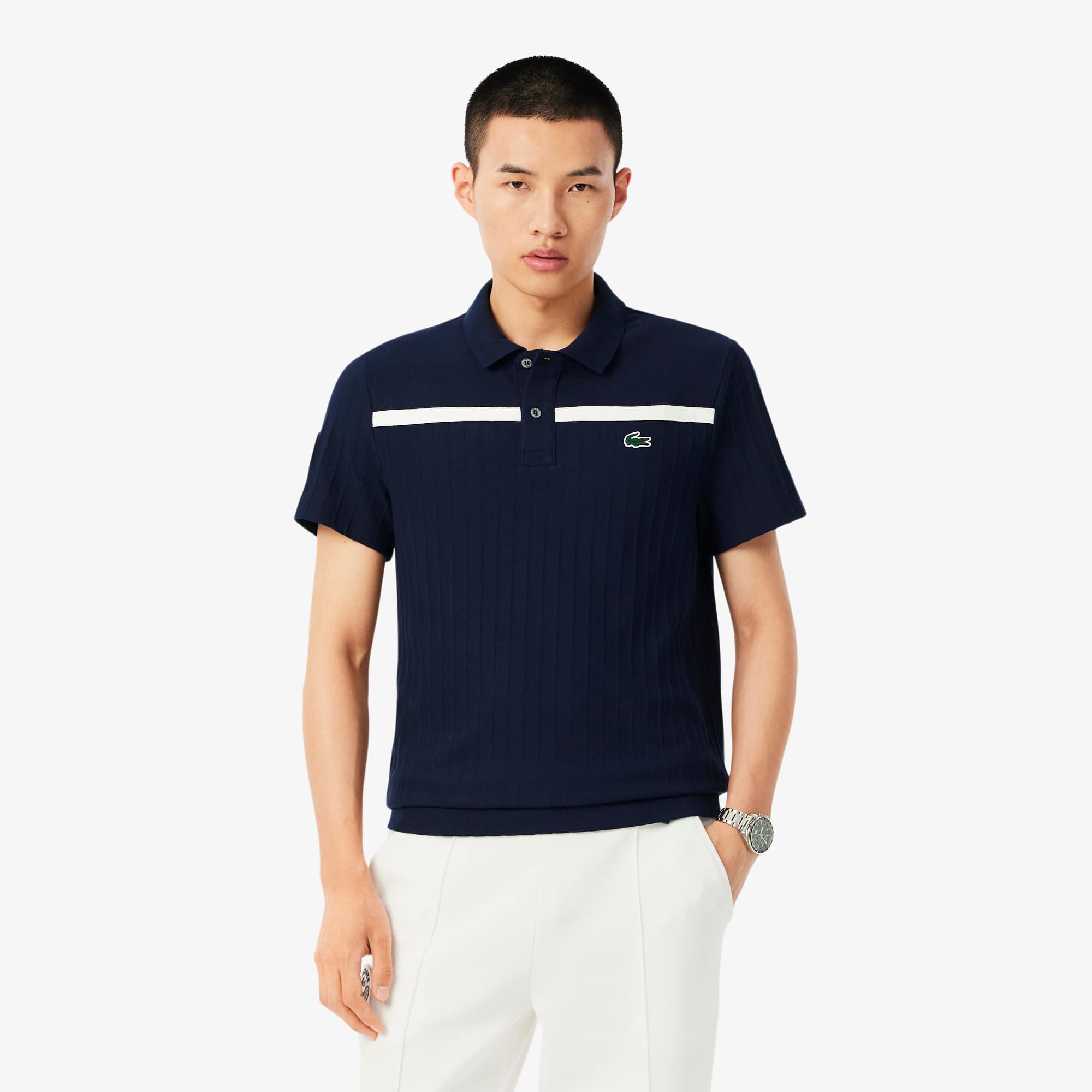 Lacoste Men's Ultra Dry Badge Accent Tennis Heritage Polo
