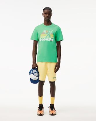 Men's Washed Effect Tennis Print T-Shirt
