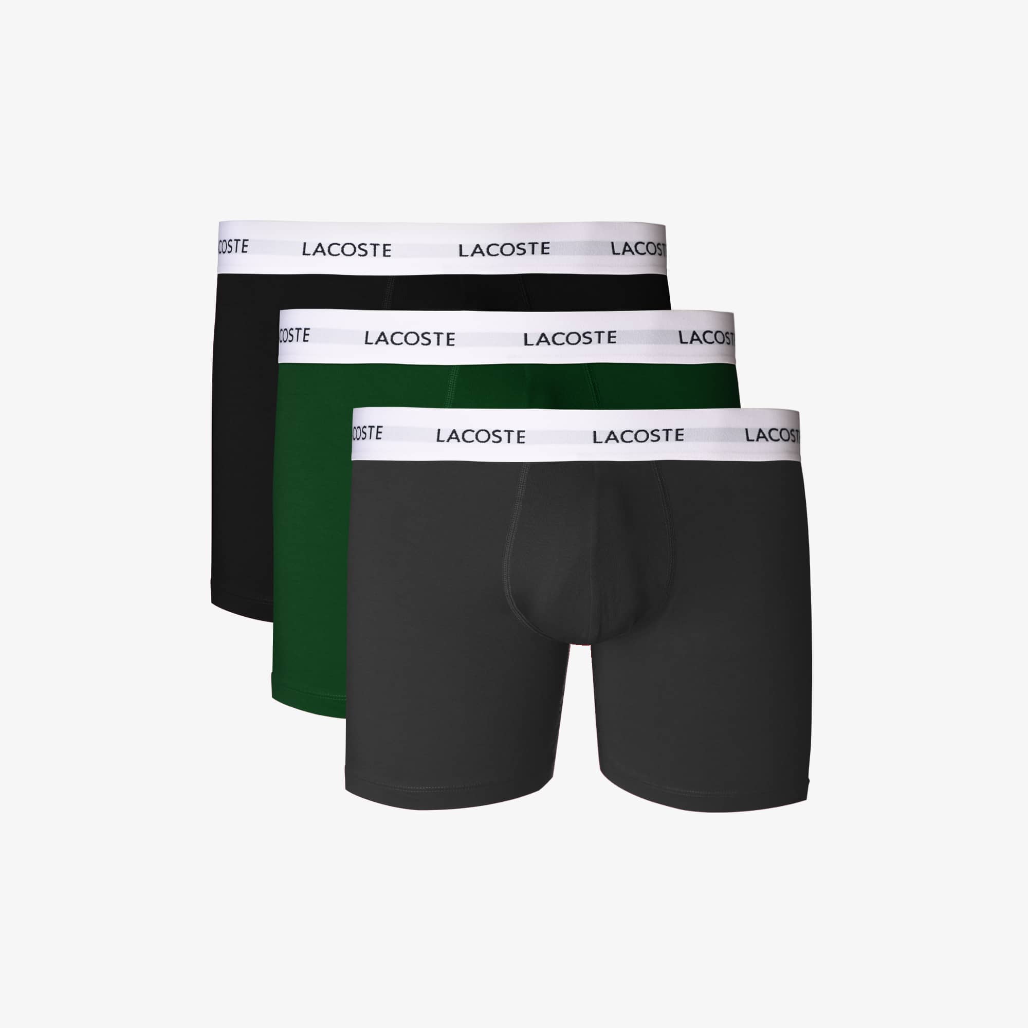 Lacoste 3-pack Stretch Cotton Boxer Briefs - Xl In Multi