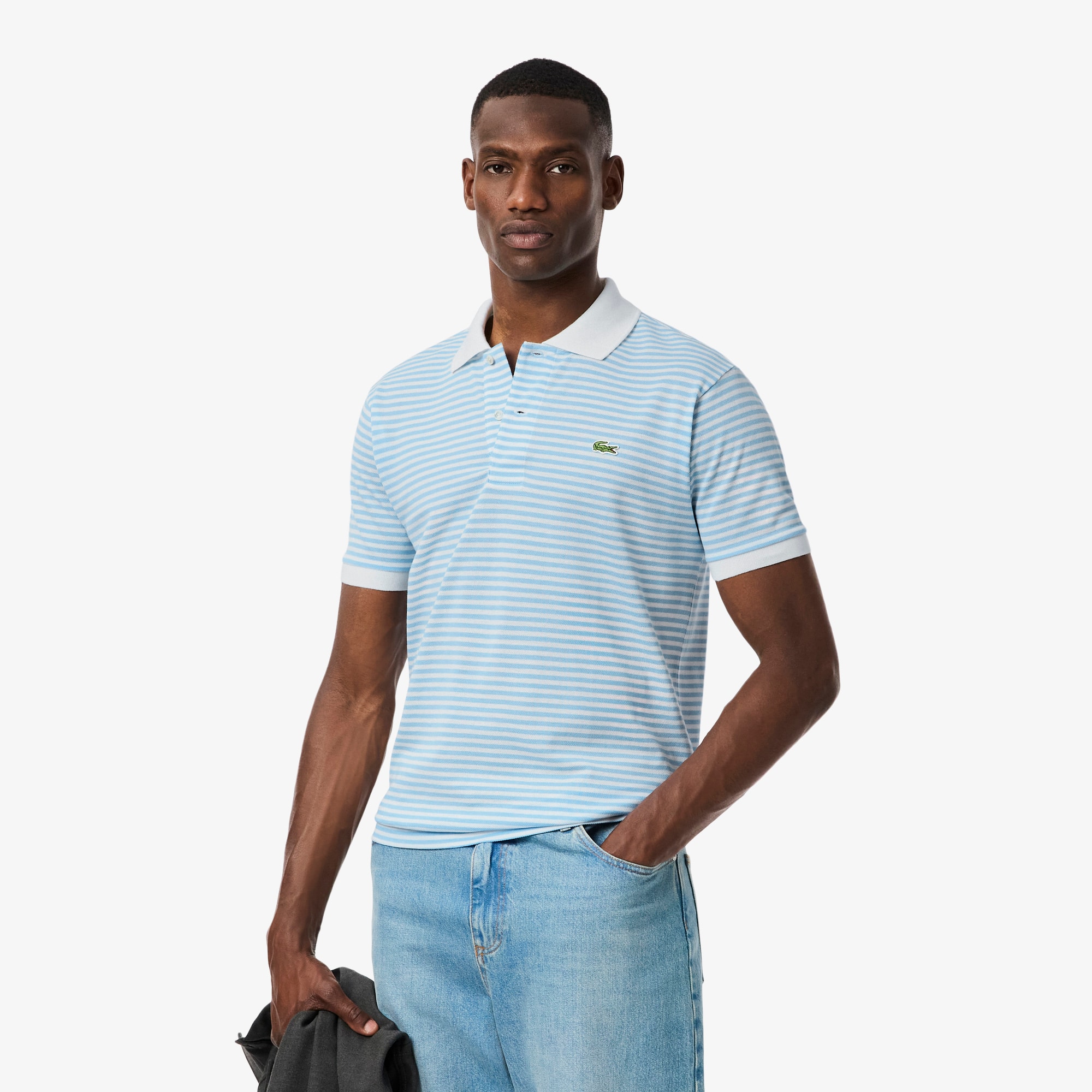 Lacoste Polo De Petit Piqué De Rayas Classic Fit L.12.12 Blanco