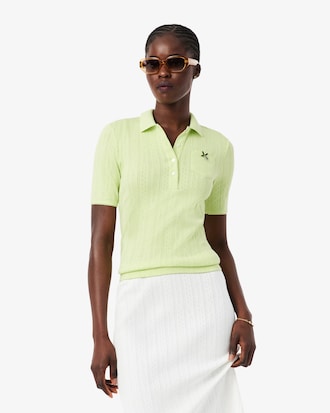 Women's Slim Fit Pointelle Branded L.12.D Polo