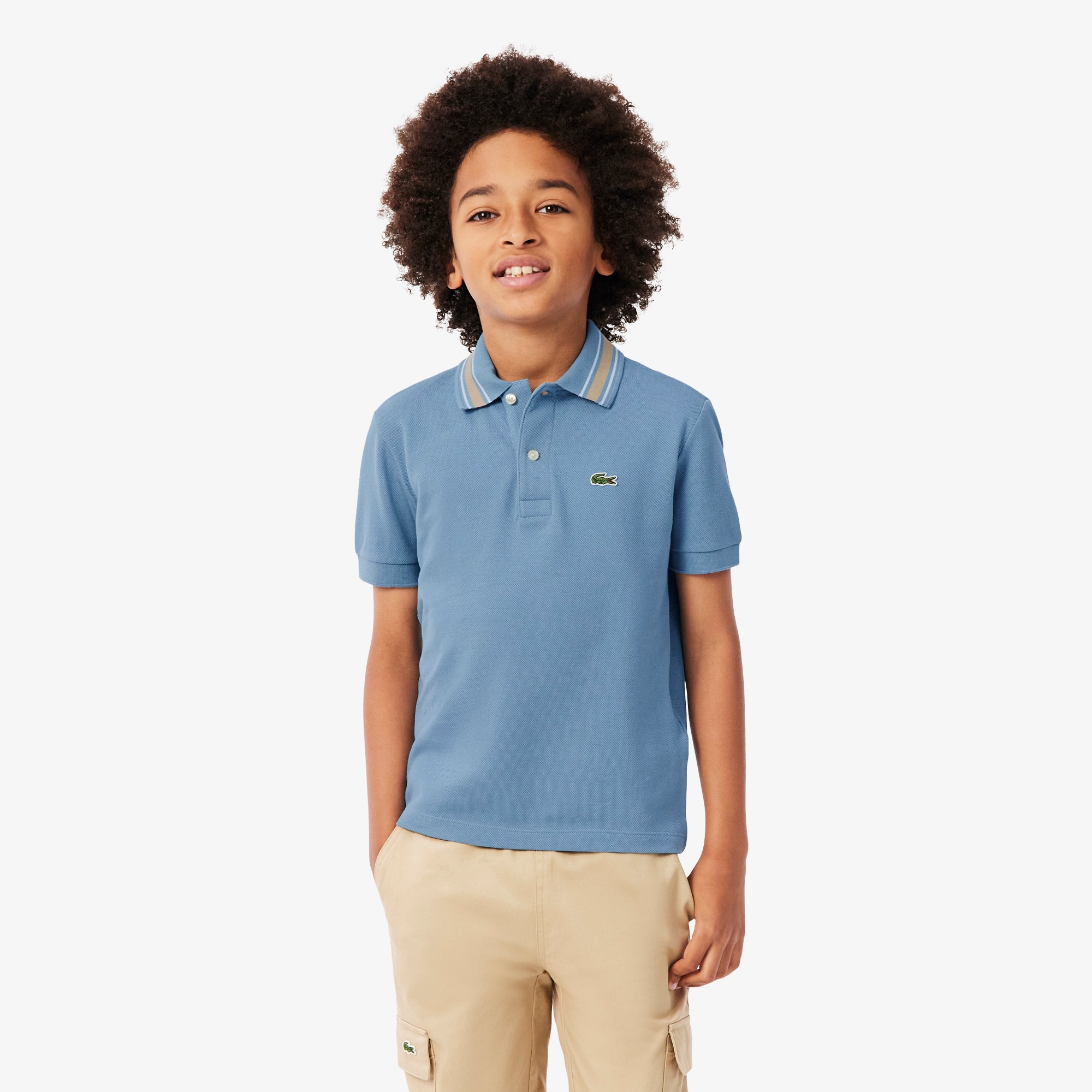 Stripe Collar Petit Piqué Polo Shirt