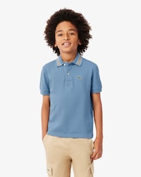 Stripe Collar Petit Piqu&eacute; Polo Shirt