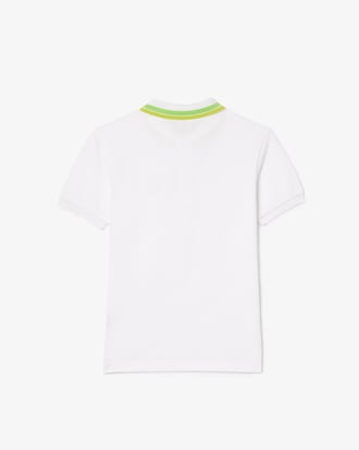 Polo avec col tricolore en petit piqu&eacute; de coton