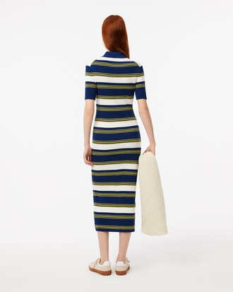 Women's Rib Knit Striped Shirt Dress