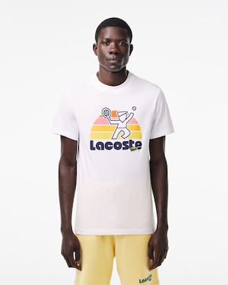 Men's Washed Effect Tennis Print T-Shirt