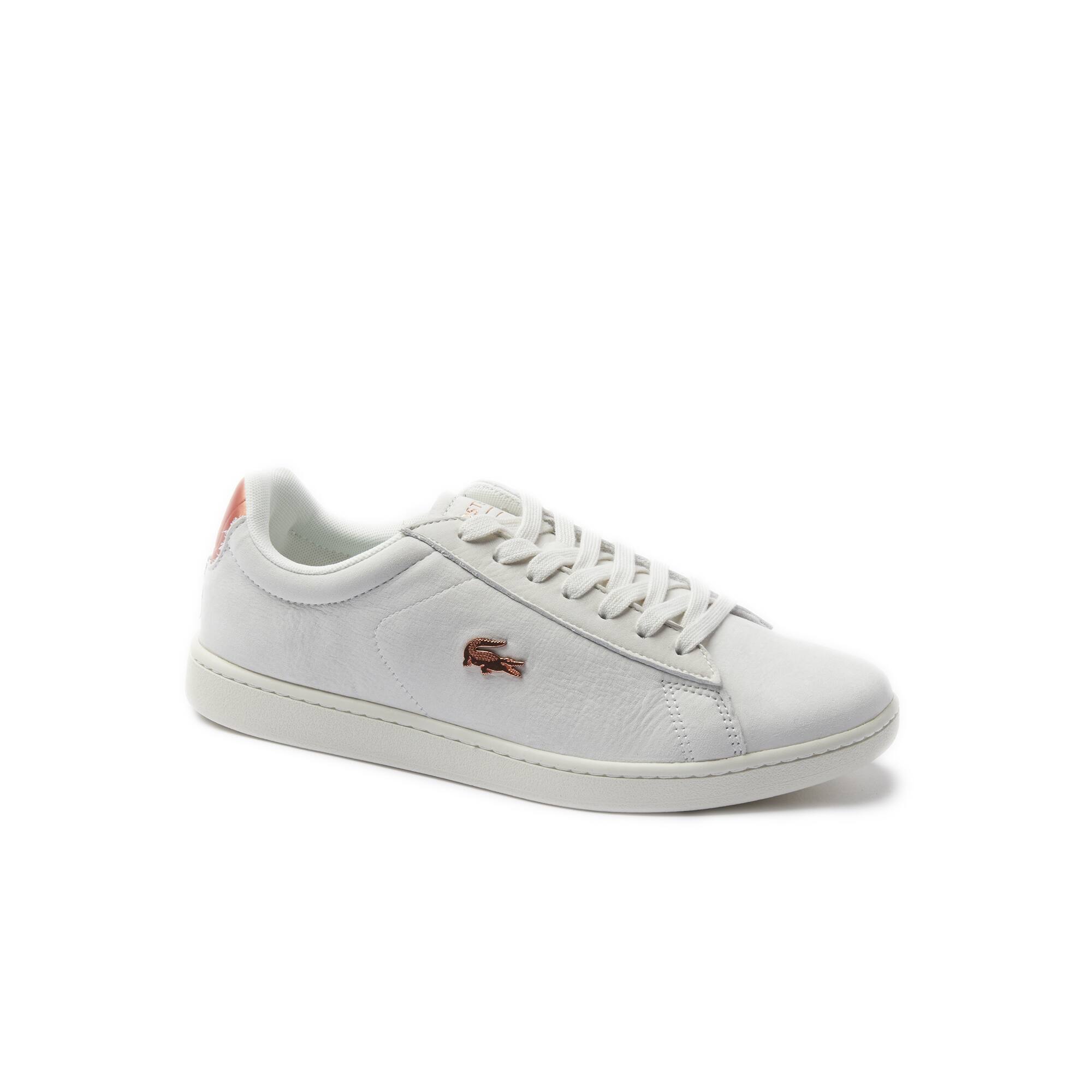 lacoste rose gold and white shoes