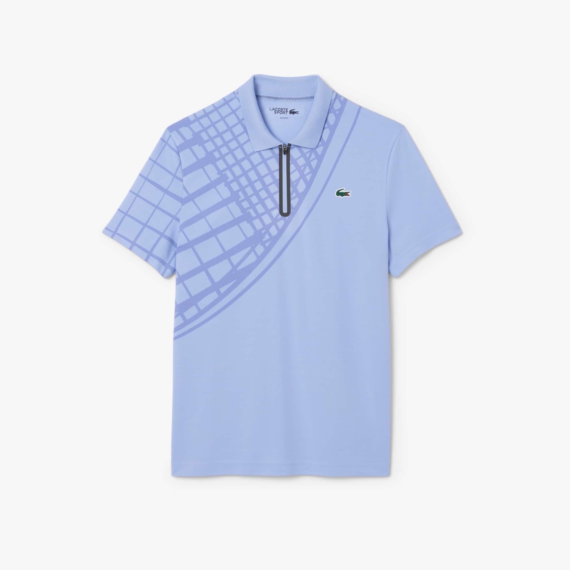 Lacoste Men's Ultra Dry Printed Slim Fit Tennis Polo - L - 5 In Blue