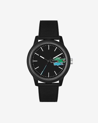 Lacoste 12.12 3 Hands Watch - Black With Silicone Strap