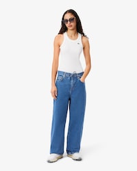 Jeans De Mezclilla De Pierna Ancha Para Mujer