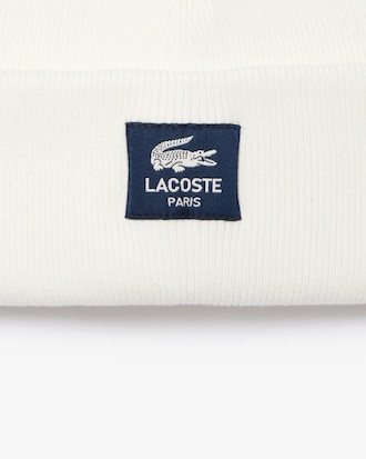 Unisex Ribbed Cotton Badge Beanie