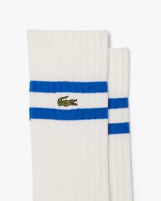 Lot de 2 paires de chaussettes unisexes avec rayures contrastées en maille côtelée