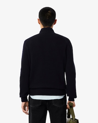 Men's Zip-Up High-Neck Wool Sweater 