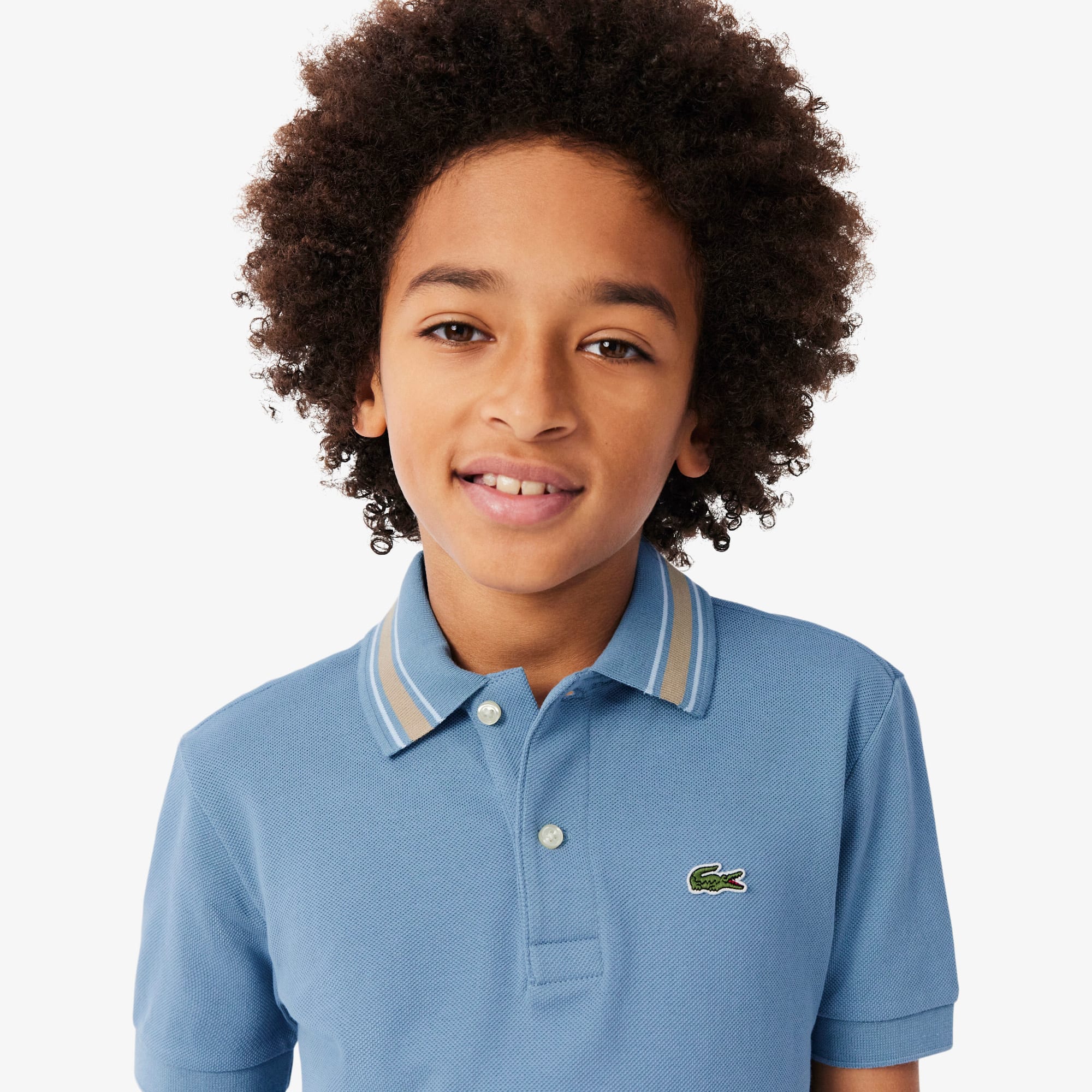 Stripe Collar Petit Piqué Polo Shirt