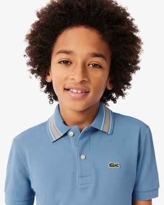 Polo de Petit Piqu&eacute; con Cuello de Rayas